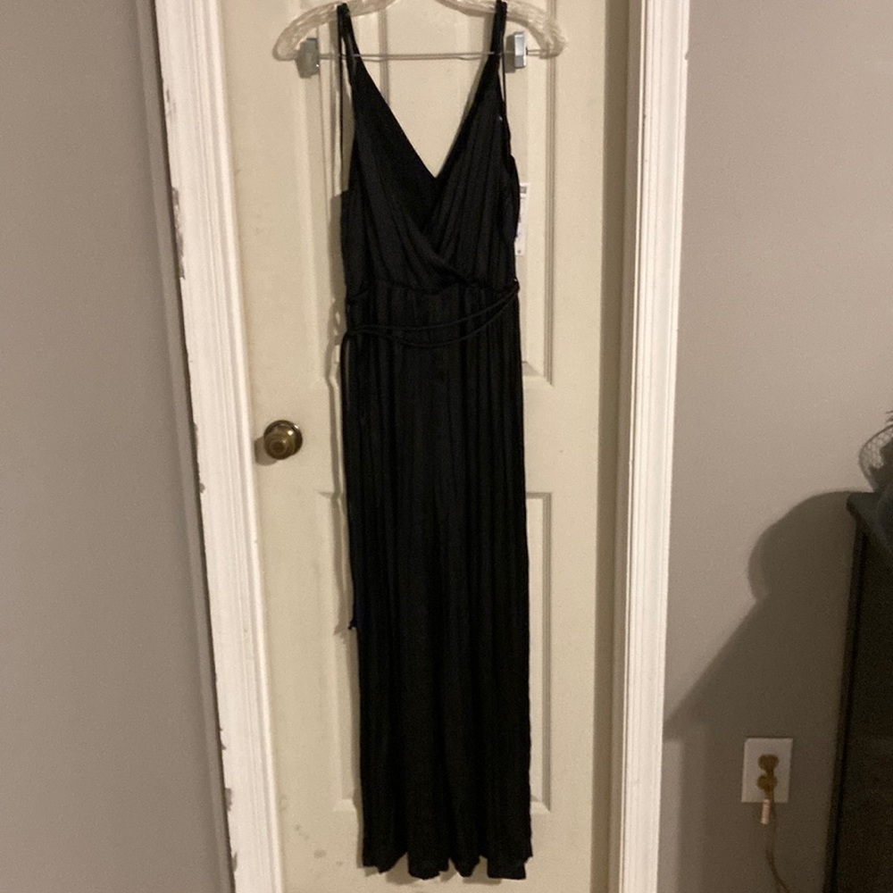 Black, Silky ankle length jumpsuit